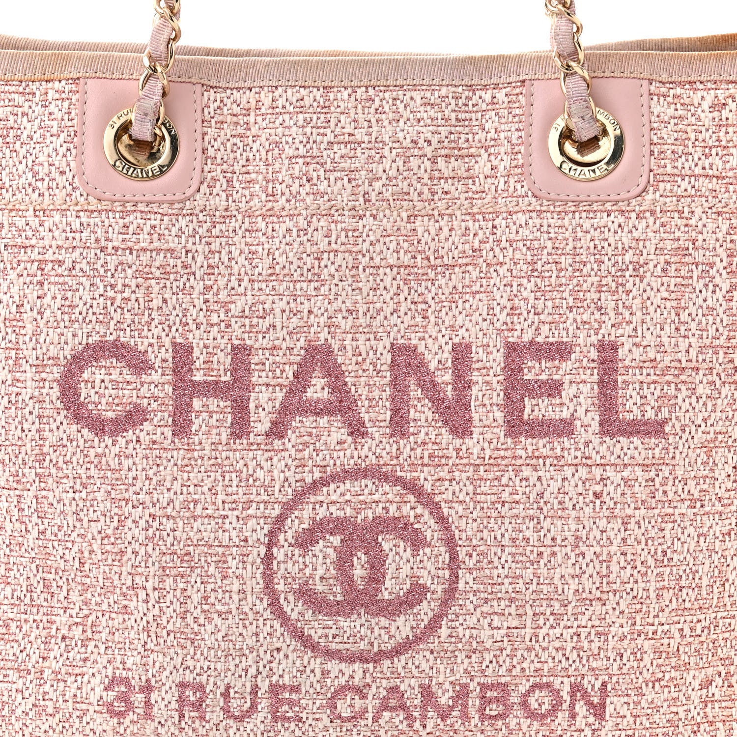 Chanel Lurex Boucle Small Deauville Tote Pink 8 of 13