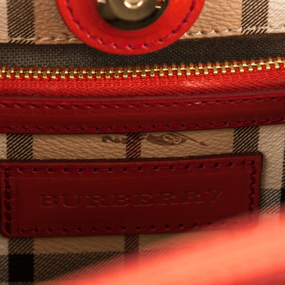 Burberry Haymarket Check Small Canterbury Tote Coral Red 5 of 8