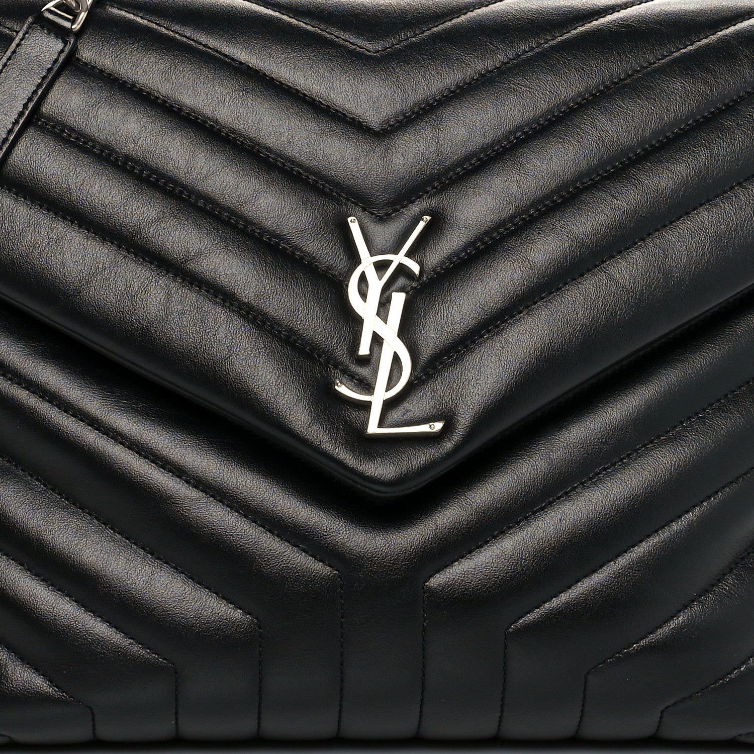 Saint Laurent Calfskin Y Quilted Monogram Large Loulou Chain Satchel Black 7 of 9