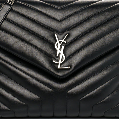 Saint Laurent Calfskin Y Quilted Monogram Large Loulou Chain Satchel Black 7 of 9