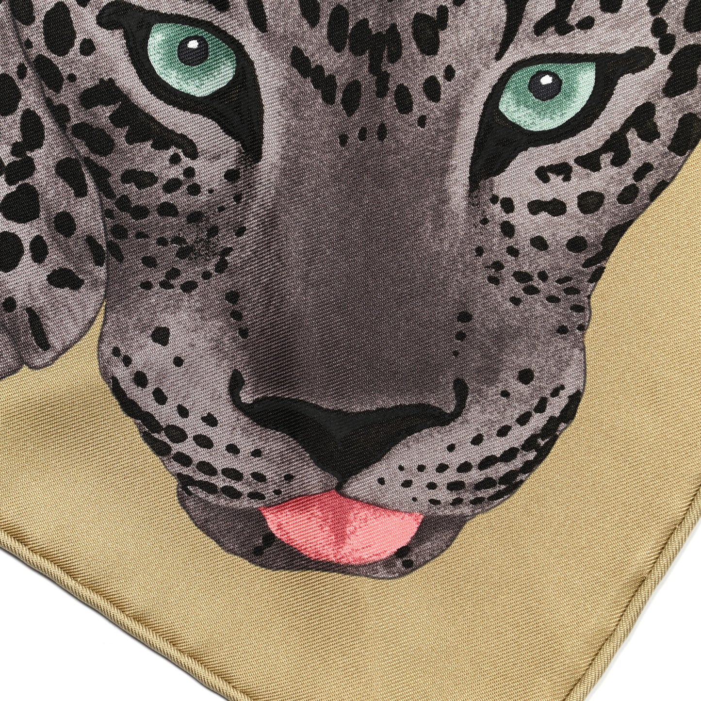 Silk Twill Lazy Leopardesses Scarf 90 Camel Anthracite
