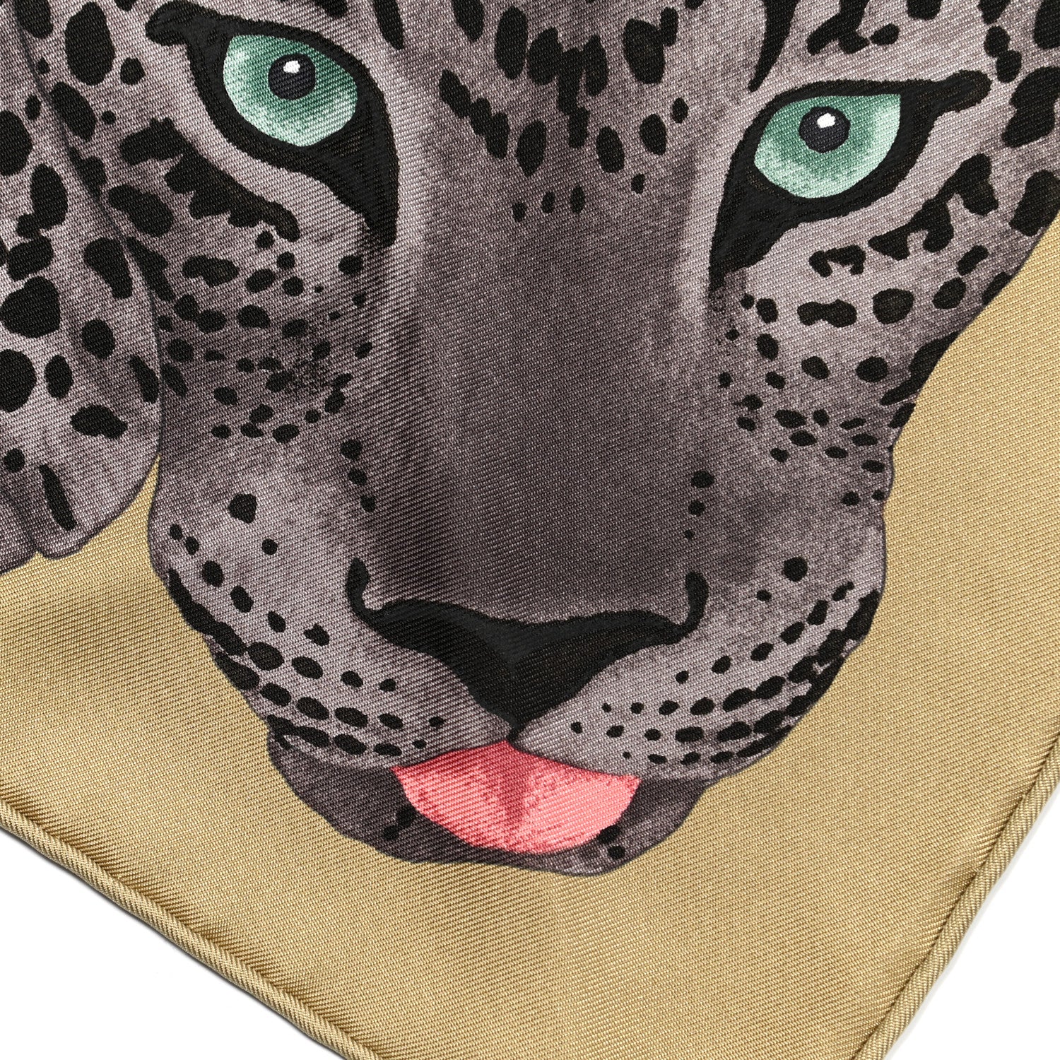 Hermes Silk Twill Lazy Leopardesses Scarf 90 Camel Anthracite 7 of 7