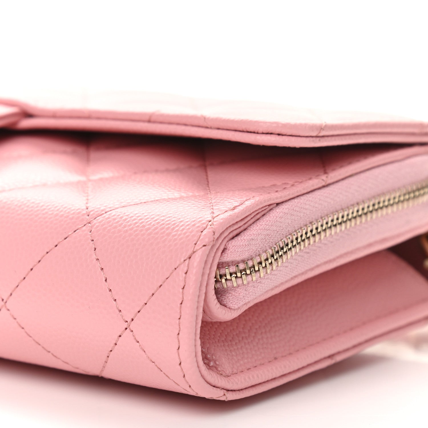 Chanel Caviar Quilted Phone Holder Wallet on Removable Chain Pink 11 of 12