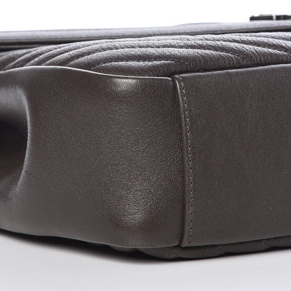 Saint Laurent Sheepskin Matelasse Chevron Monogram Large College Satchel Dark Brown 8 of 9