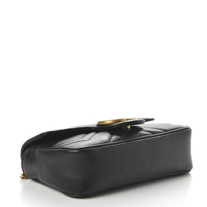 Gucci Calfskin Matelasse Super Mini GG Marmont Shoulder Bag Black 4 of 10