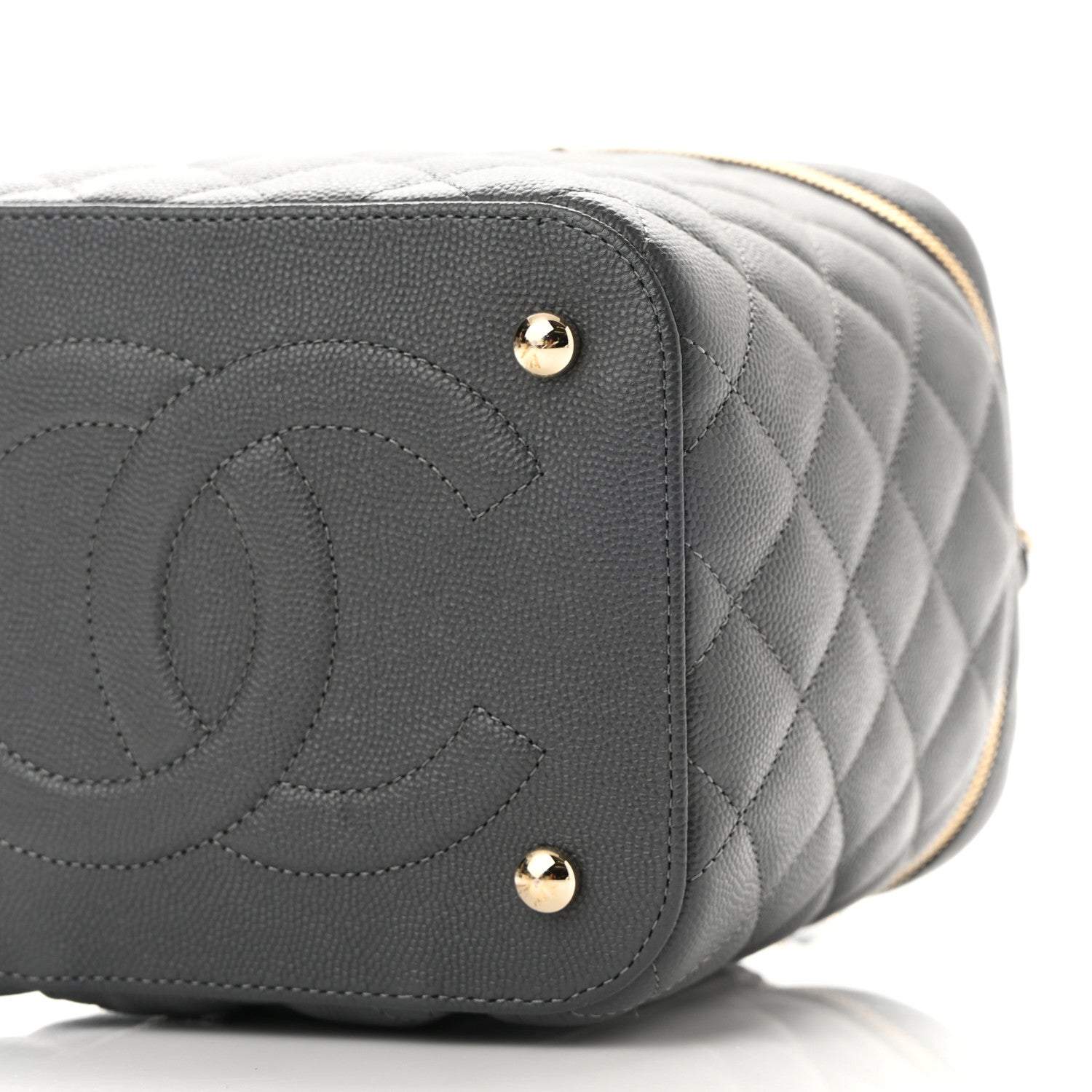 Chanel Caviar Quilted Small Top Handle Vanity Case With Chain Dark Grey 10 of 10