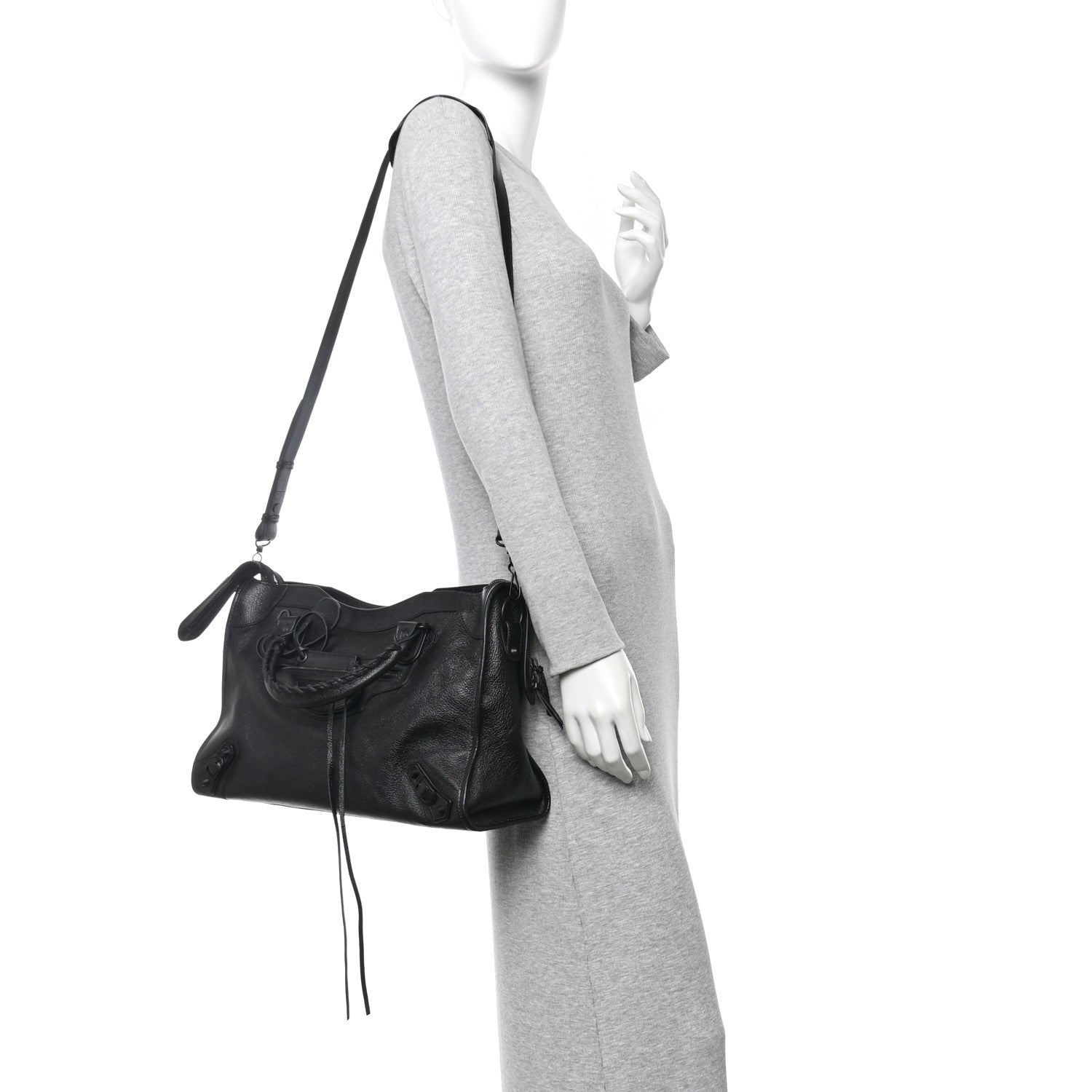 Balenciaga Shiny Grained Goatskin Black Metallic Edge City Black 2 of 11