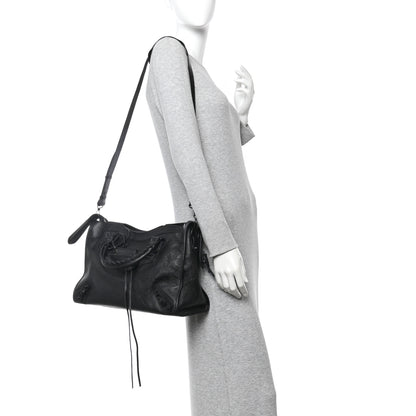 Balenciaga Shiny Grained Goatskin Black Metallic Edge City Black 2 of 11
