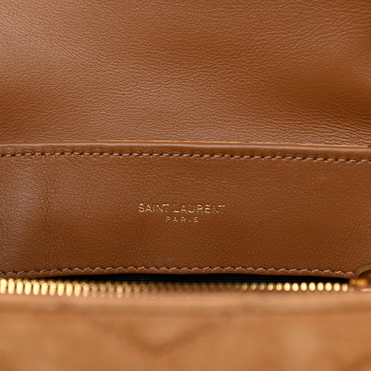 Saint Laurent Suede Calfskin Y Quilted Monogram Small Loulou Chain Satchel Cinnamon 7 of 12