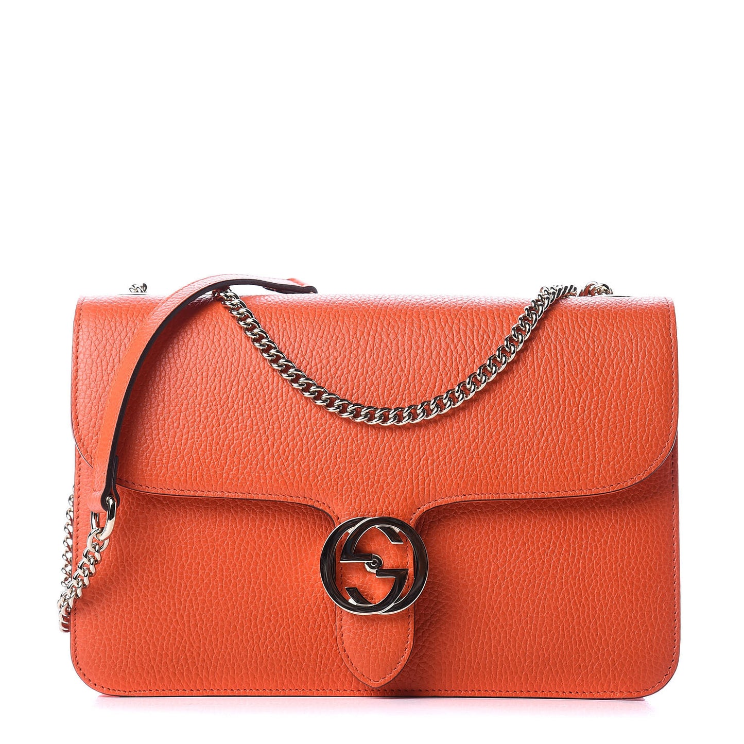 Dollar Calfskin Interlocking G Shoulder Bag Sun Orange