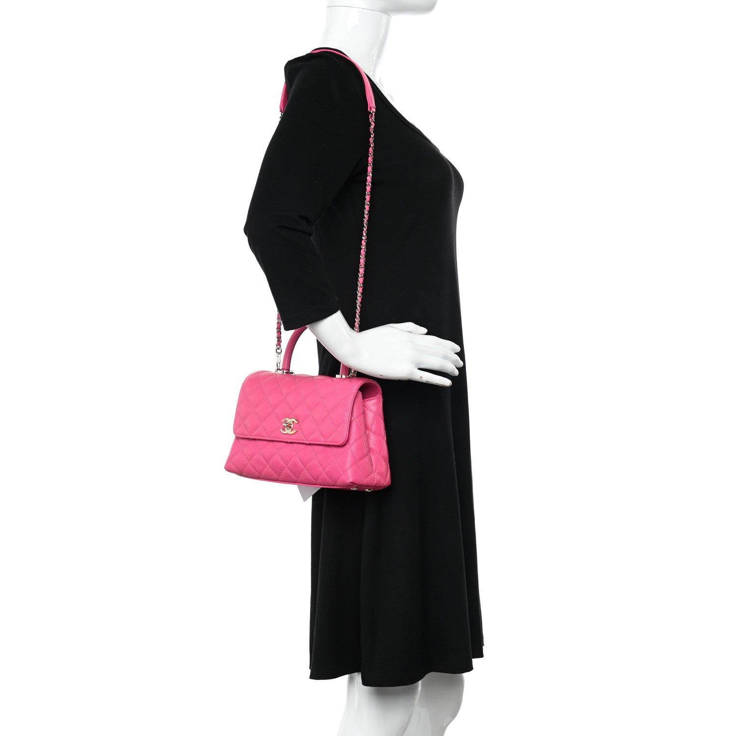 Chanel Caviar Quilted Mini Coco Handle Flap Rose 2 of 12