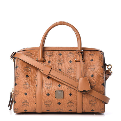 MCM Visetos Medium Boston Bag Cognac 1 of 9