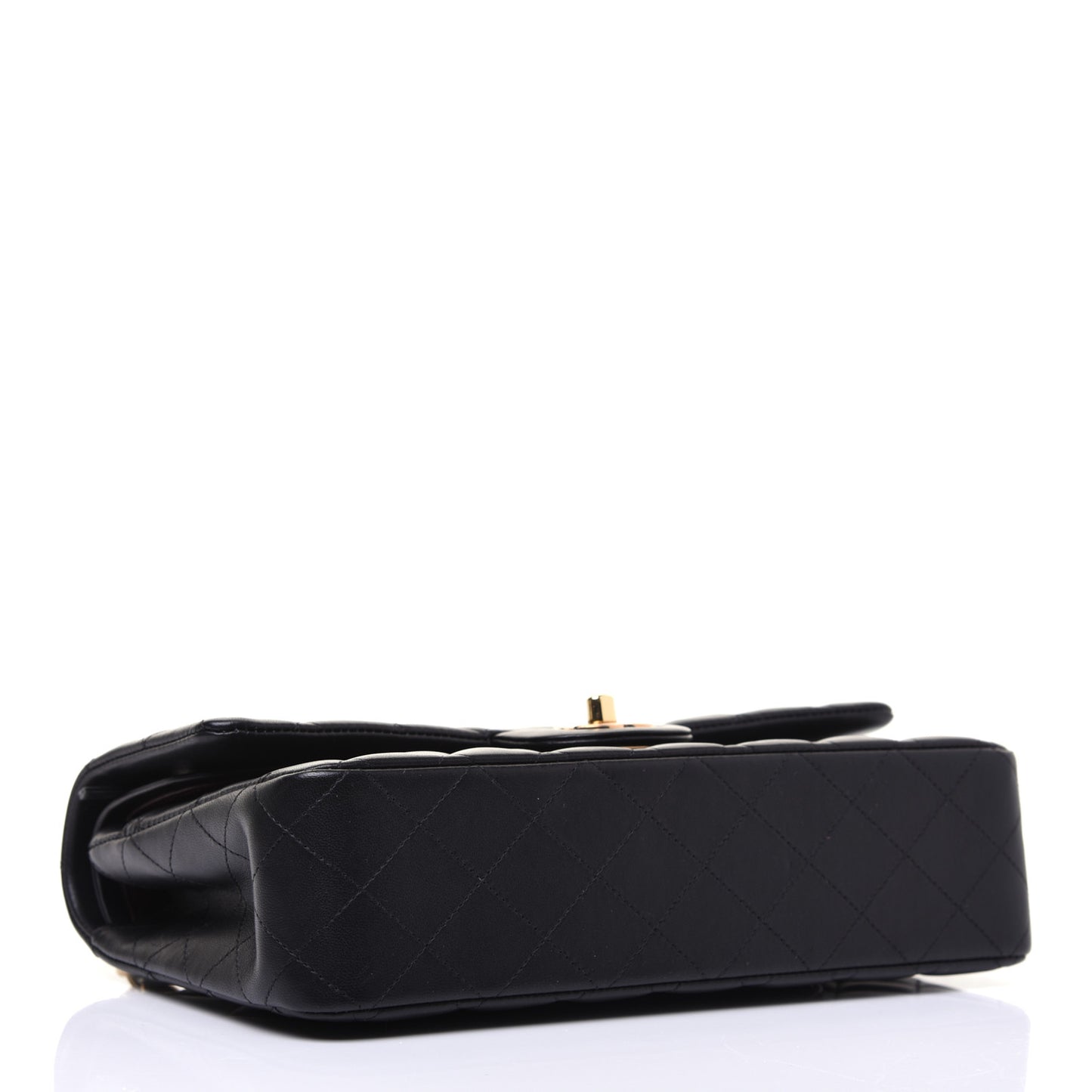 Lambskin Quilted Medium Double Flap Black