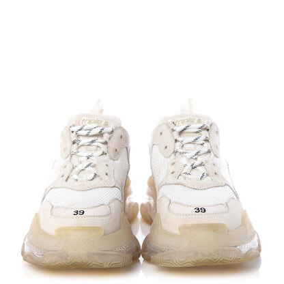 Balenciaga Fabric Mesh Clear Sole Womens Triple S Sneakers 39 White 2 of 11
