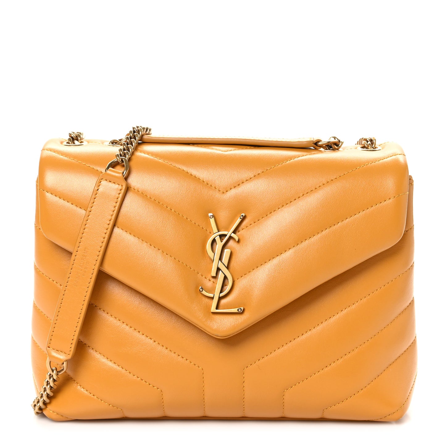 Calfskin Y Quilted Monogram Small Loulou Chain Satchel Cheddar