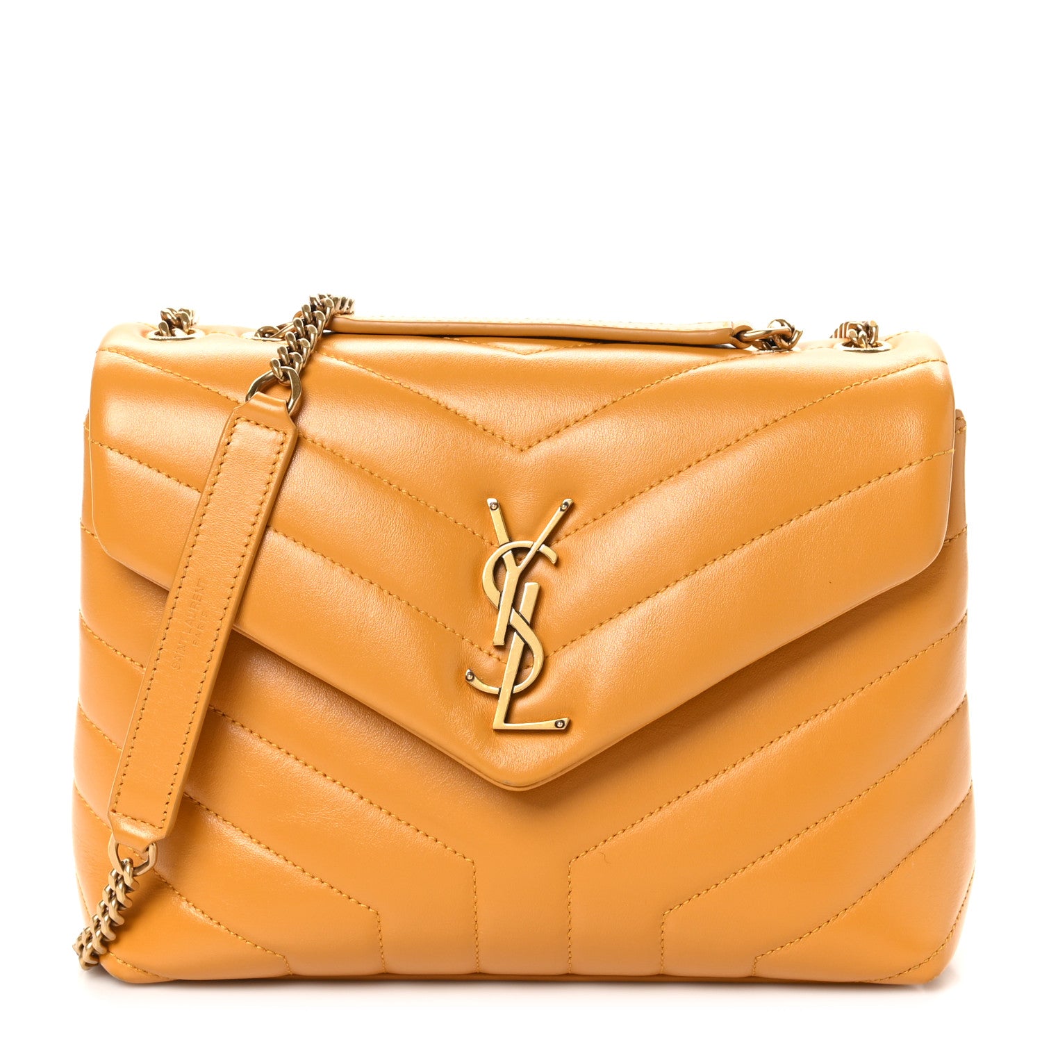 Saint Laurent Calfskin Y Quilted Monogram Small Loulou Chain Satchel Cheddar 1 of 12