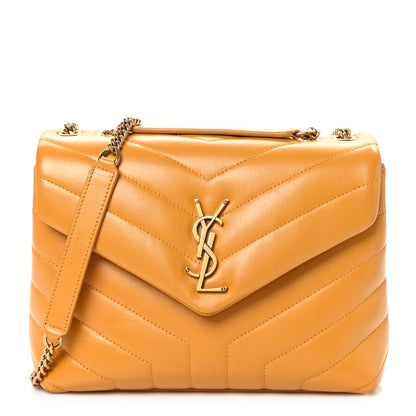 Saint Laurent Calfskin Y Quilted Monogram Small Loulou Chain Satchel Cheddar 1 of 12