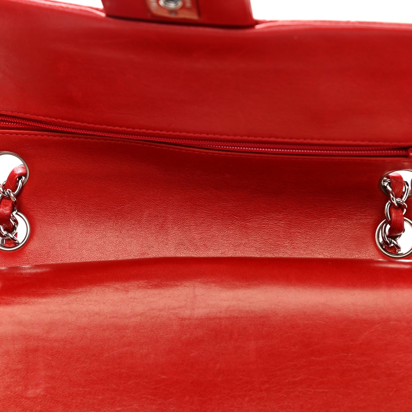 Lambskin Quilted Medium Double Flap Red
