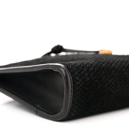 Saint Laurent Suede Woven Baby Victoire Chain Clutch Bag Black 9 of 10
