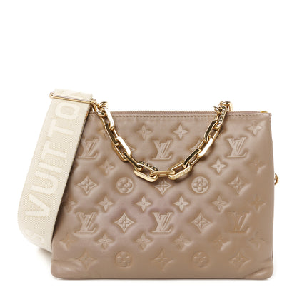 Louis Vuitton Lambskin Embossed Monogram Coussin PM Taupe 1 of 12