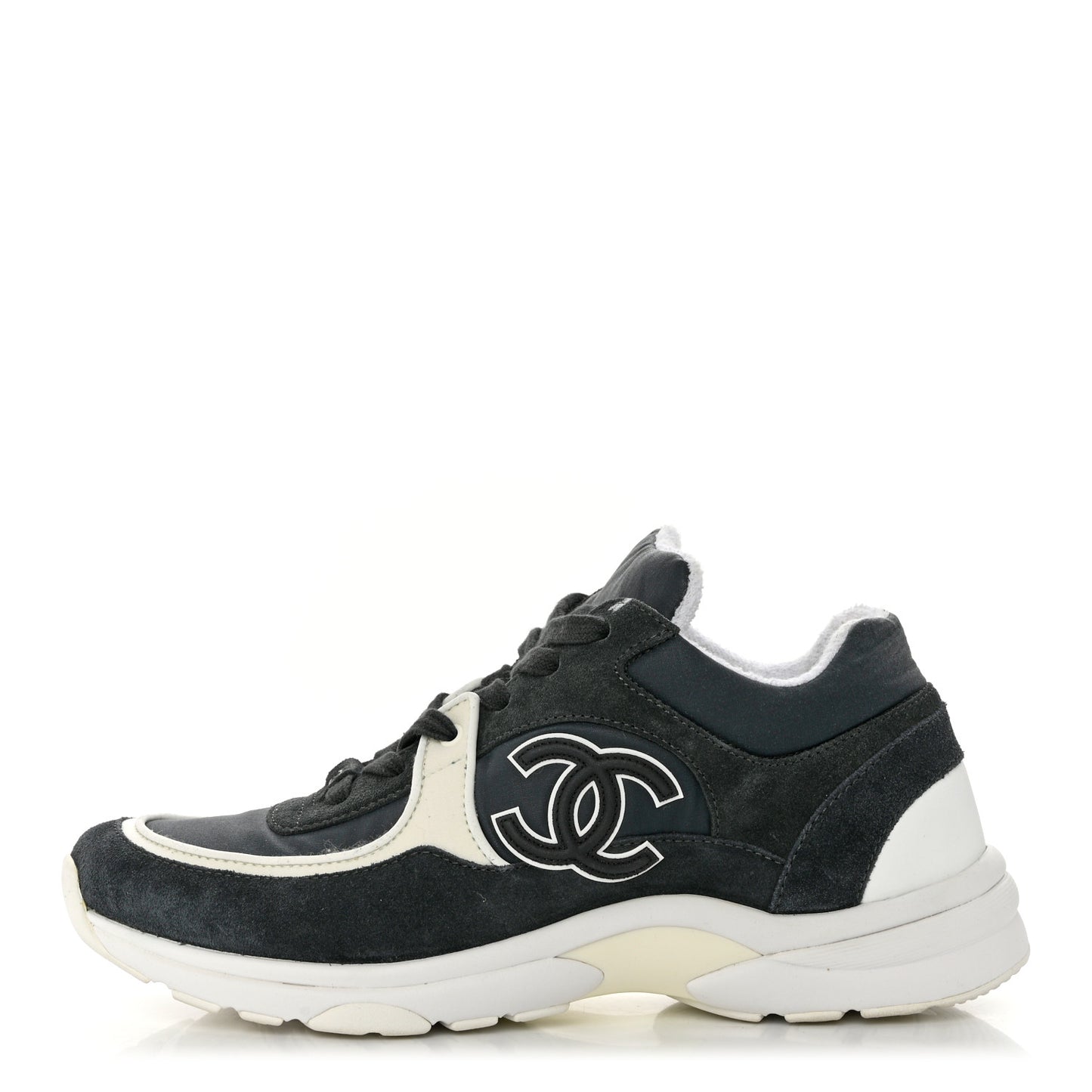 Fabric Calfskin Suede CC Womens Sneakers 40 Blue