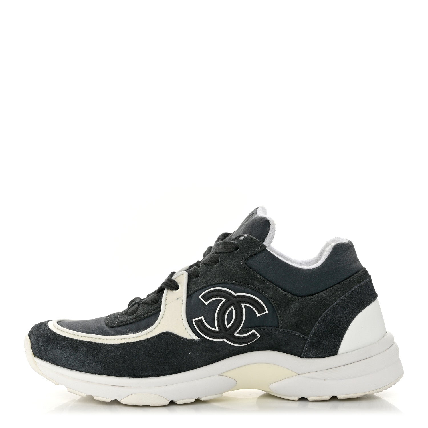 Chanel Fabric Calfskin Suede CC Womens Sneakers 40 Blue 1 of 9