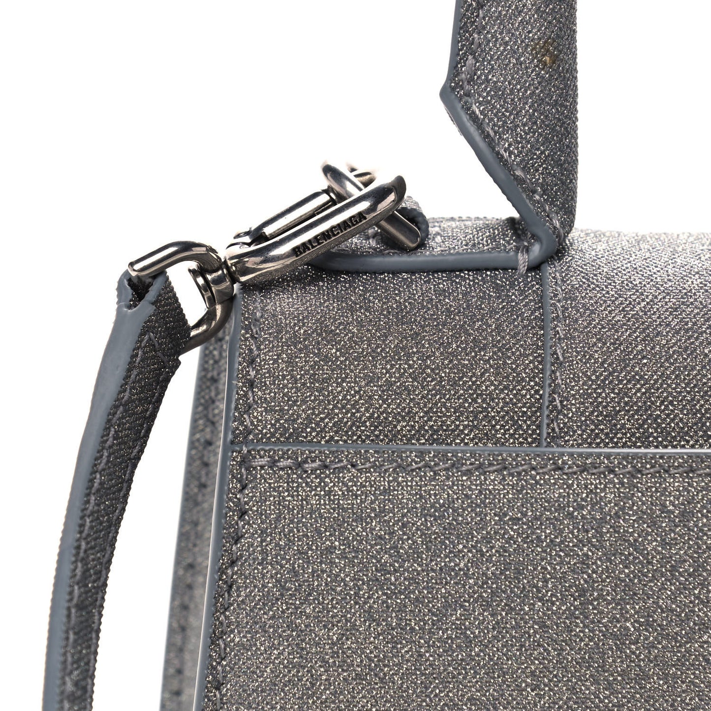 Glitter Fabric Hourglass Top Handle Bag XS Grey