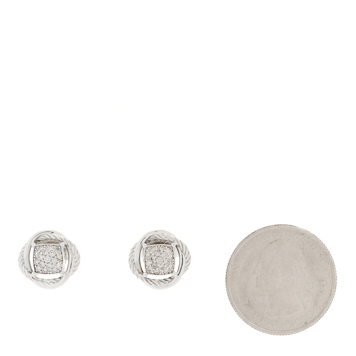 David Yurman Sterling Silver Diamond 13mm Infinity Earrings 2 of 5