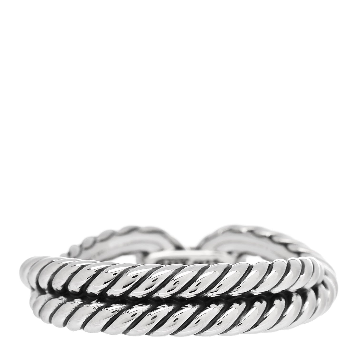 David Yurman Sterling Silver 18K Yellow Gold Cable Loop Ring 56 7.5 3 of 4