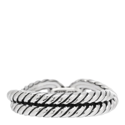 David Yurman Sterling Silver 18K Yellow Gold Cable Loop Ring 56 7.5 3 of 4