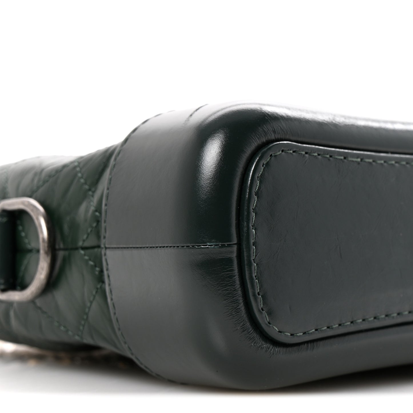 Aged Calfskin Quilted Small Gabrielle Hobo Dark Green