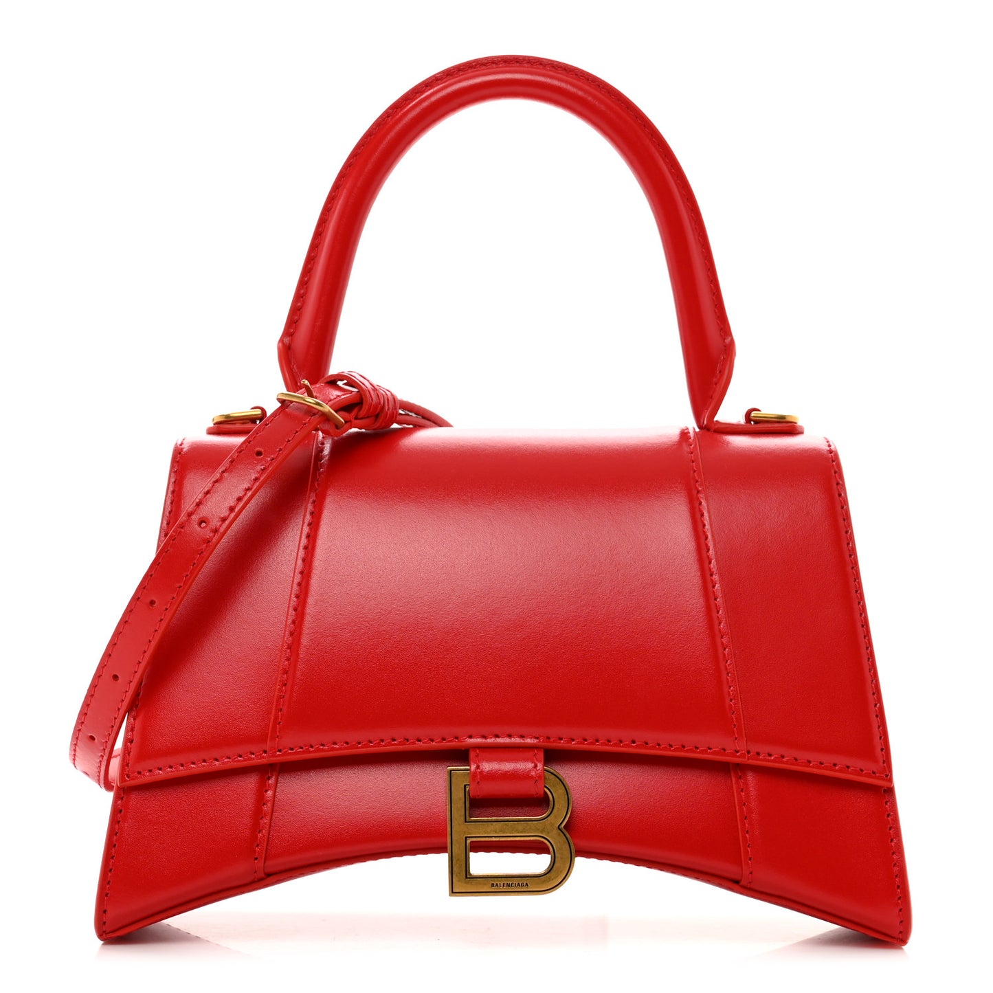 Shiny Box Calfskin Small Hourglass Top Handle Bag Bright Red