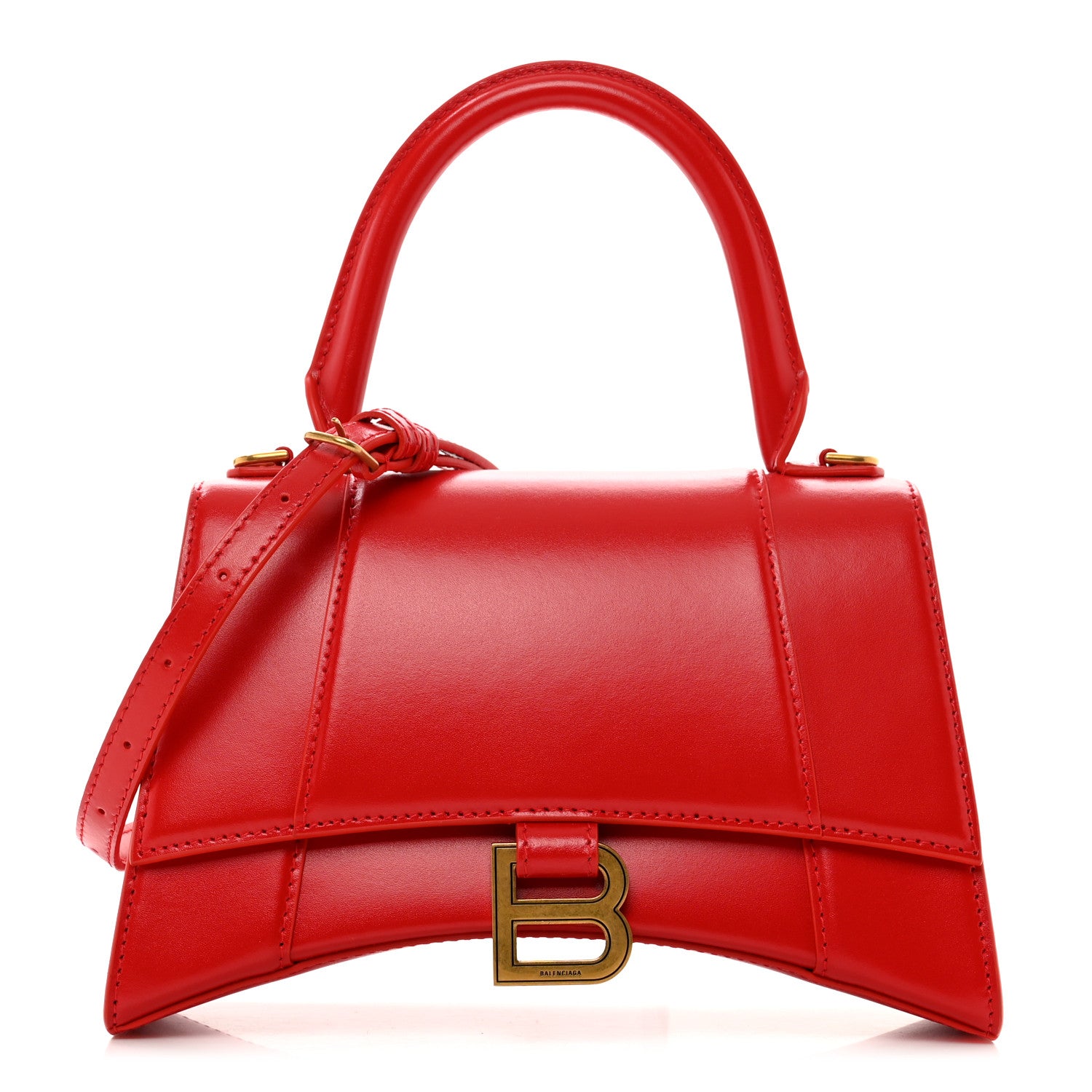 Balenciaga Shiny Box Calfskin Small Hourglass Top Handle Bag Bright Red 1 of 8