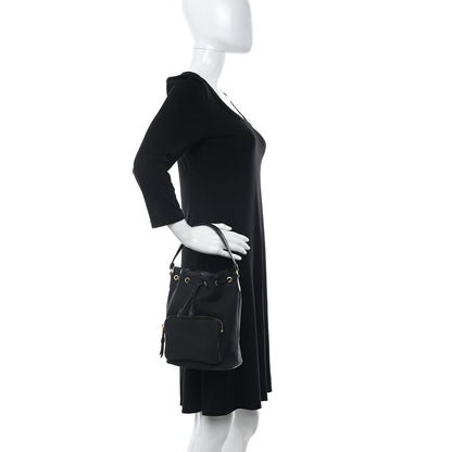 Prada Jacquard Logo Mini Bucket Crossbody Bag Black 2 of 15