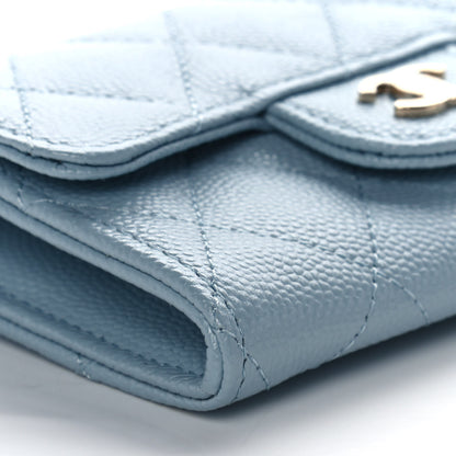 Chanel Caviar Quilted Flap Card Holder Wallet Light Blue 10 of 12