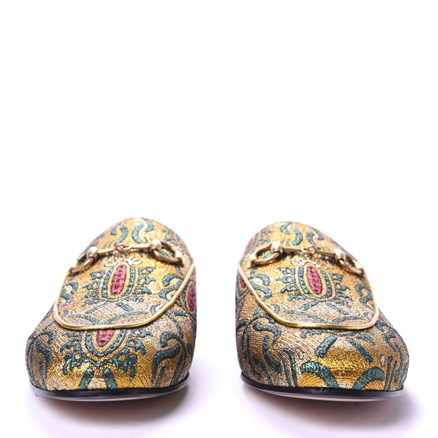 Iridescent Brocade Womens Princetown Slippers 37.5 Gold Multicolor
