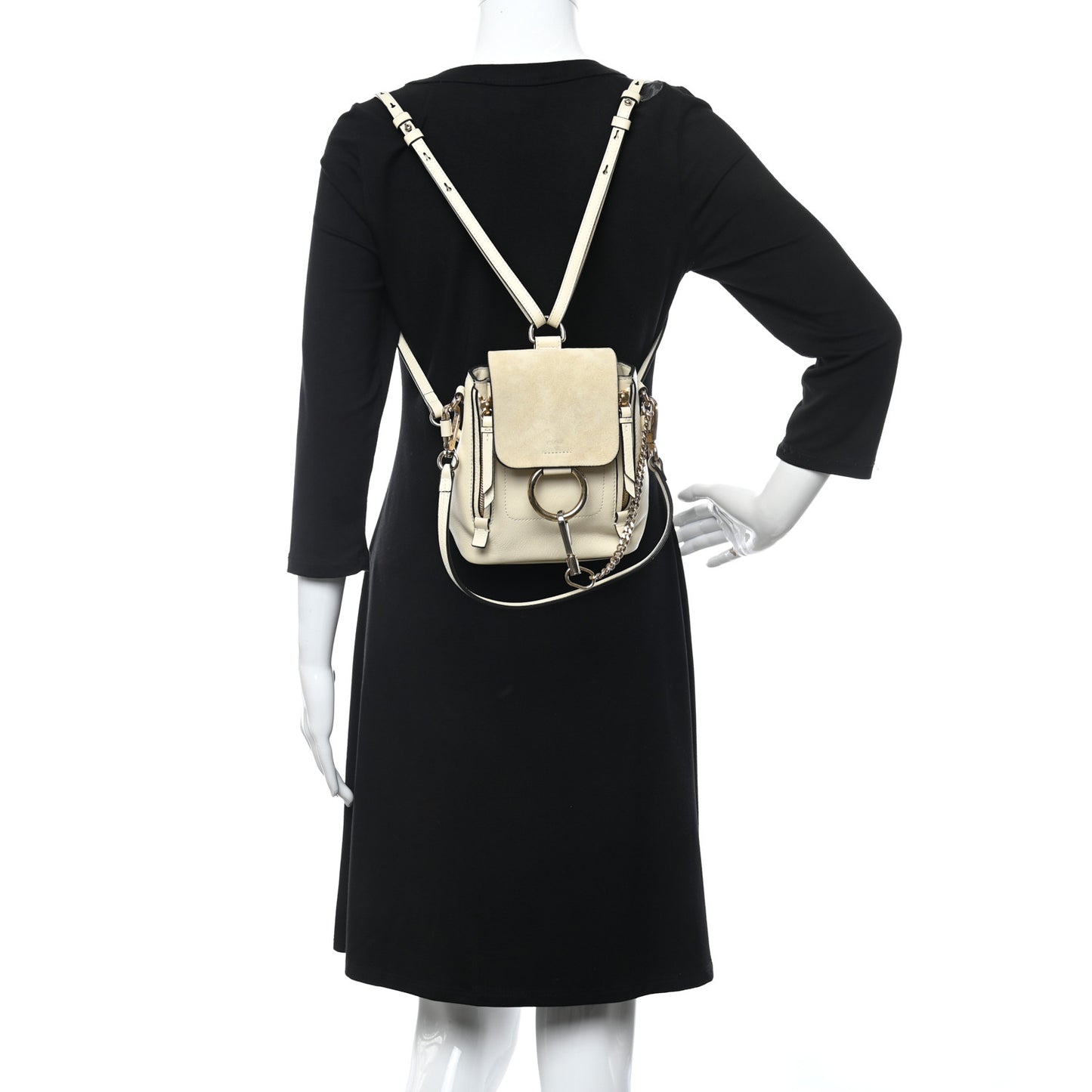 chlo off-white mini faye backpack Ivory White Calfskin Coco Approved Studio Detachable carry handle with lanyard clasp fastening Chloe Mini Faye Backpack