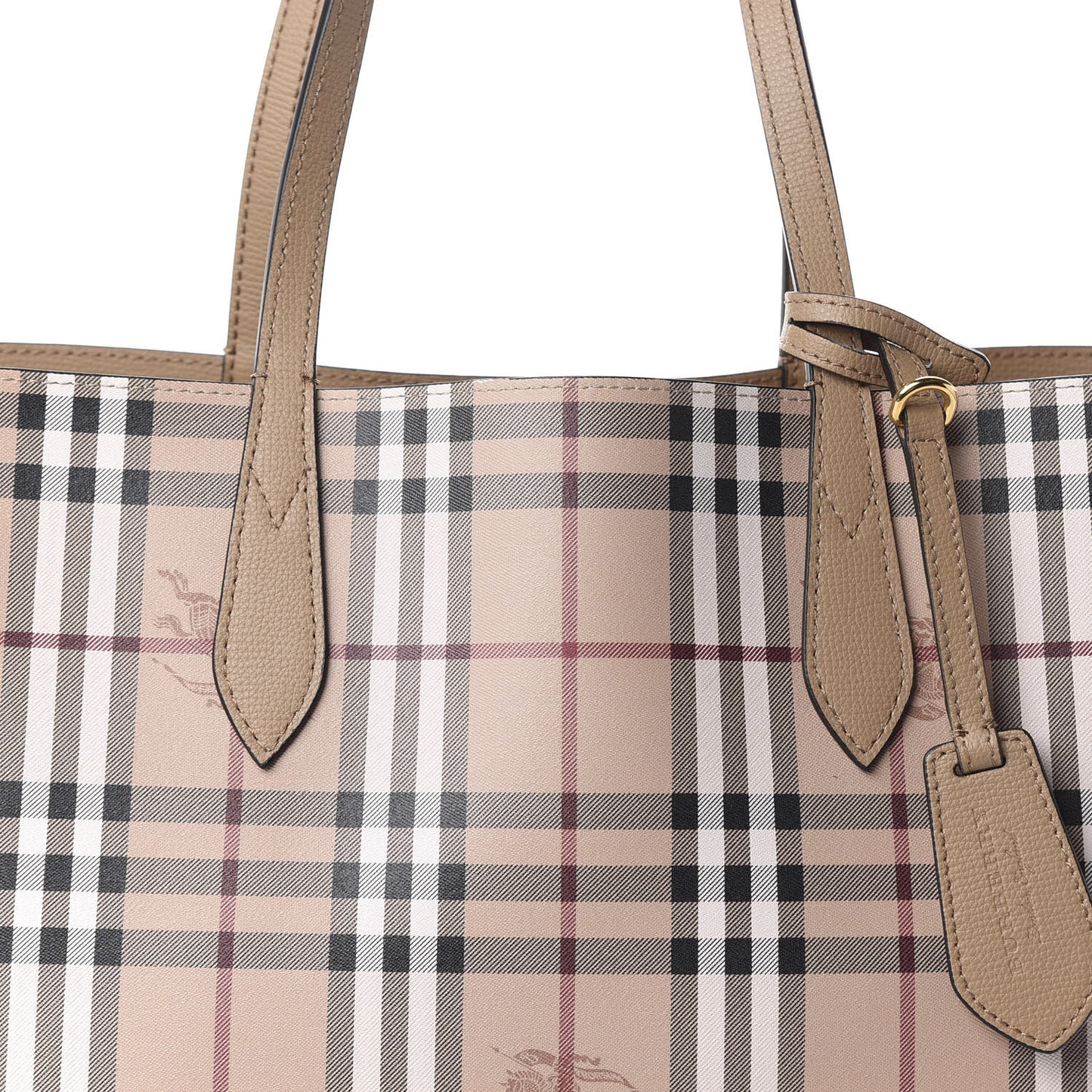 Grainy Calfskin Haymarket Check Medium Reversible Tote Camel