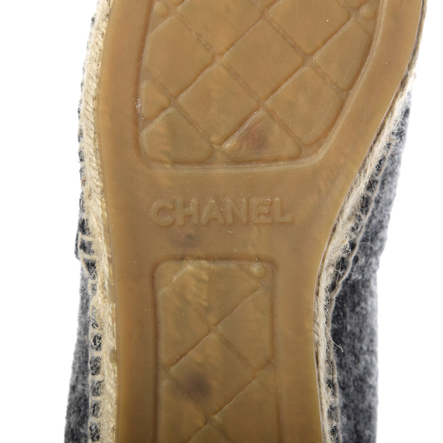 Chanel Tweed Velvet CC Espadrilles 36 Grey Black 7 of 9