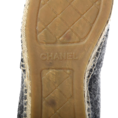 Chanel Tweed Velvet CC Espadrilles 36 Grey Black 7 of 9