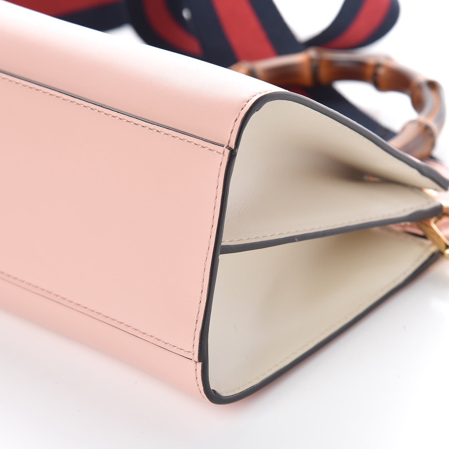 Nappa Bamboo Web Mini Nymphaea Top Handle Bag Perfect Pink Mystic White