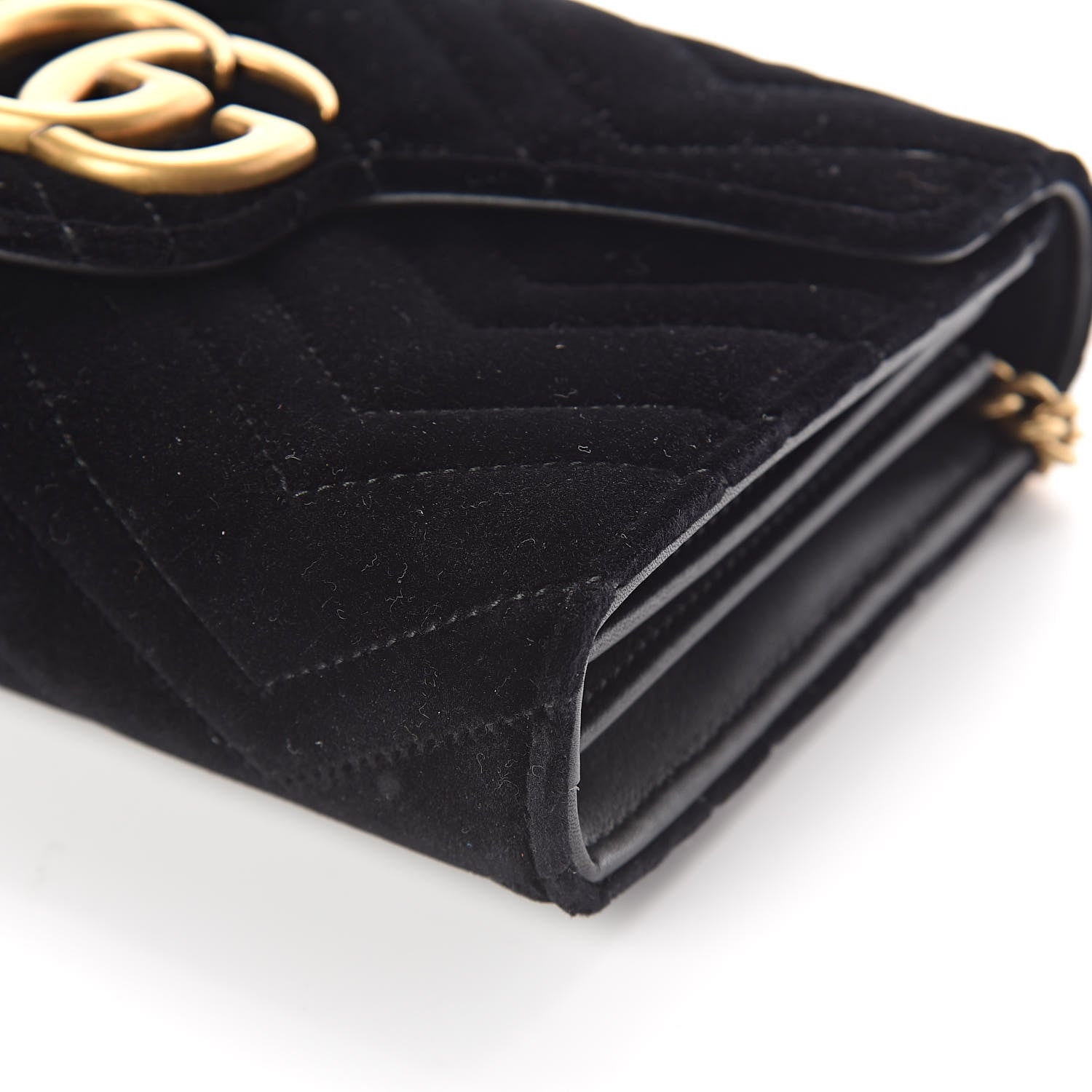Gucci Velvet Matelasse GG Marmont Chain Wallet Black 8 of 9