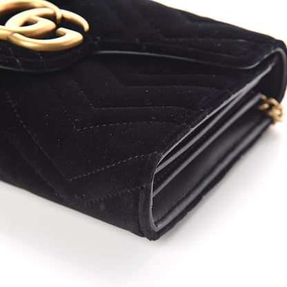 Gucci Velvet Matelasse GG Marmont Chain Wallet Black 8 of 9