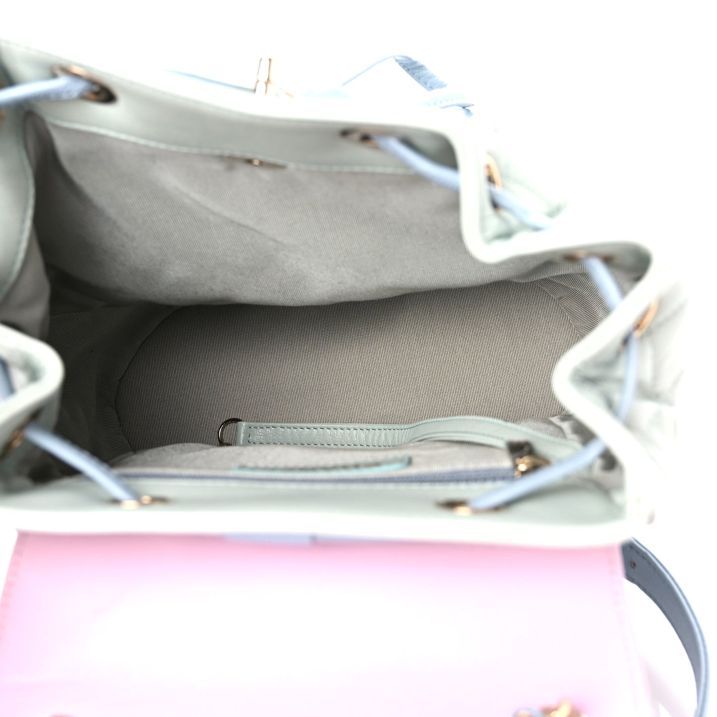 Goatskin Quilted Duma Drawstring Backpack Green Blue Pink
