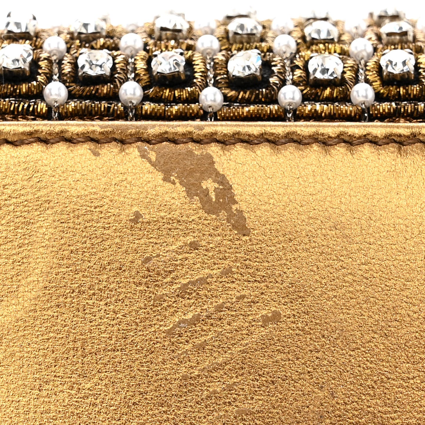 Metallic Calfskin Crystal Mini Lady Dior Gold