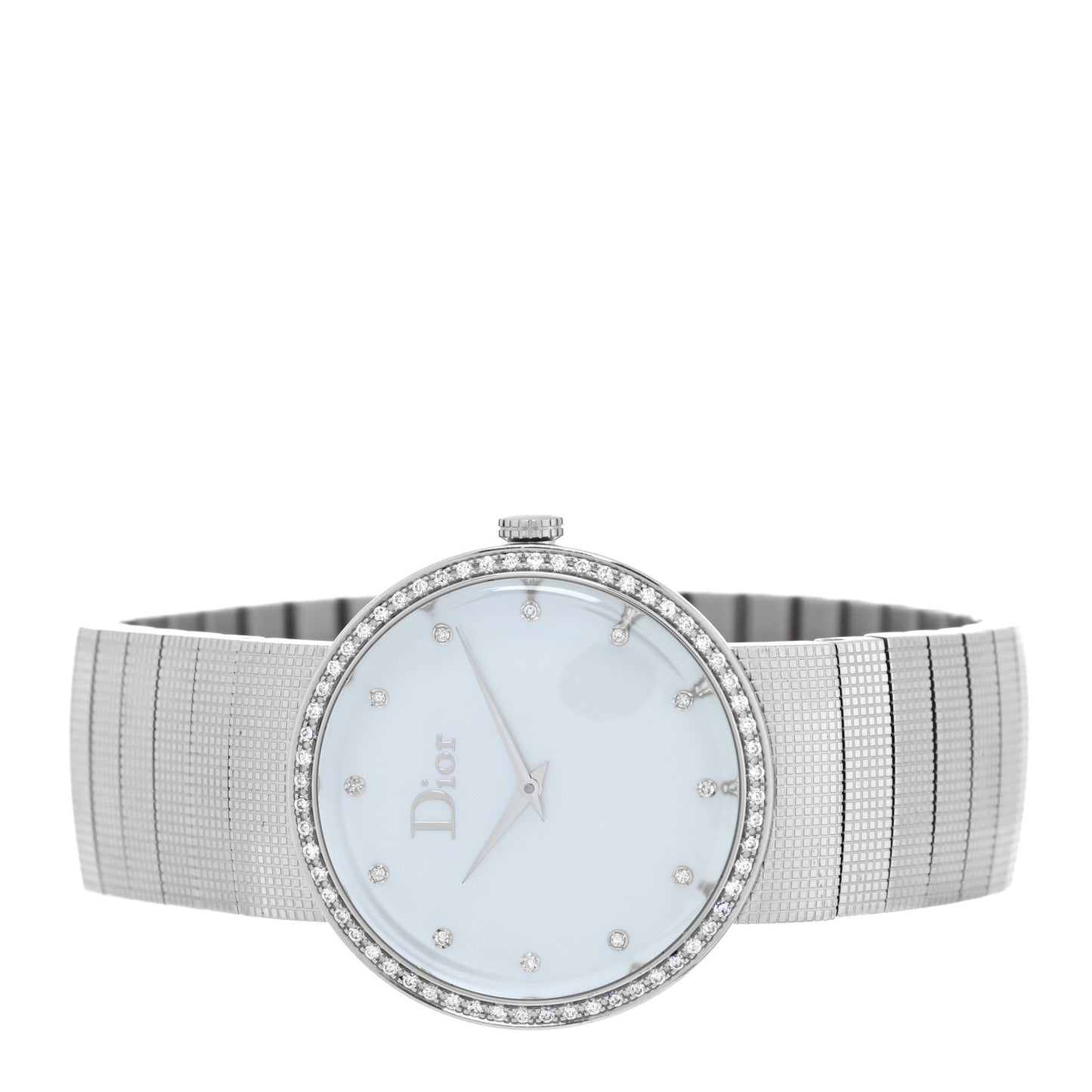 Stainless Steel Diamond Bezel Mother of Pearl 33mm La D De Dior Quartz Watch
