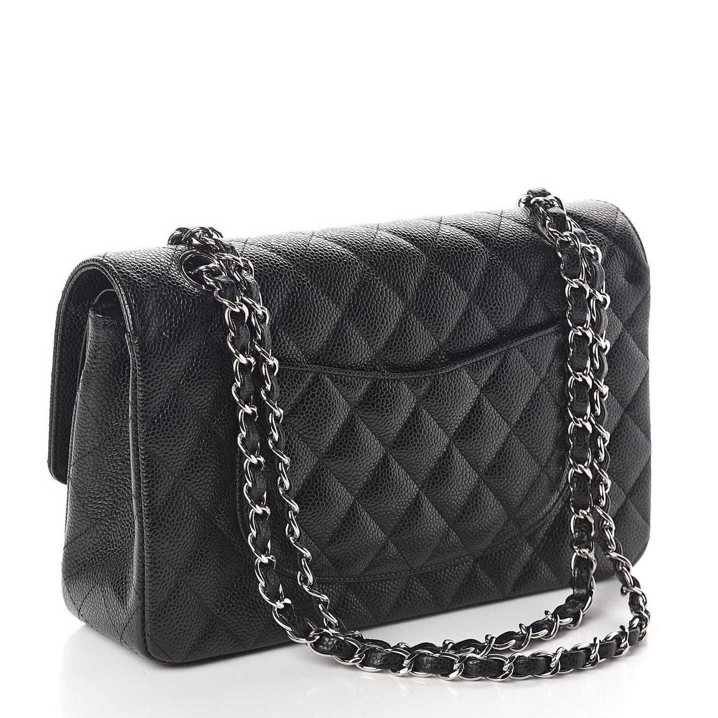 Caviar Quilted Medium Double Flap Black