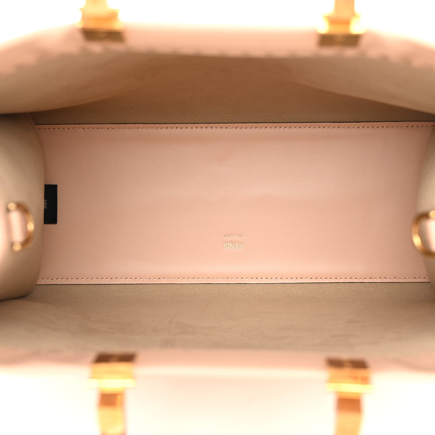 Fendi Vitello King Plexiglass Logo Embossed Medium Fendi Sunshine Shopper Tote Light Rose 5 of 10