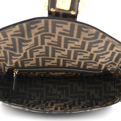Fendi Fabric Jacquard FF 1974 Medium Baguette Tobacco Moro Black 5 of 10