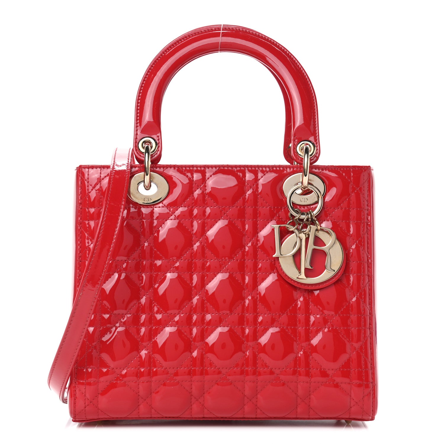 Christian Dior Patent Cannage Medium Lady Dior Red 1 of 9